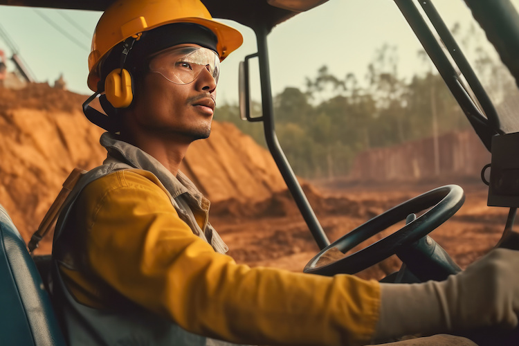 earthmover-insurance-driver Insured excavator and earthmover driving a dozer