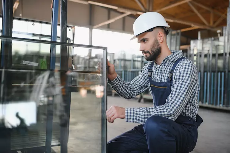 glazier-insurance-measure Insured glazier fitting a window